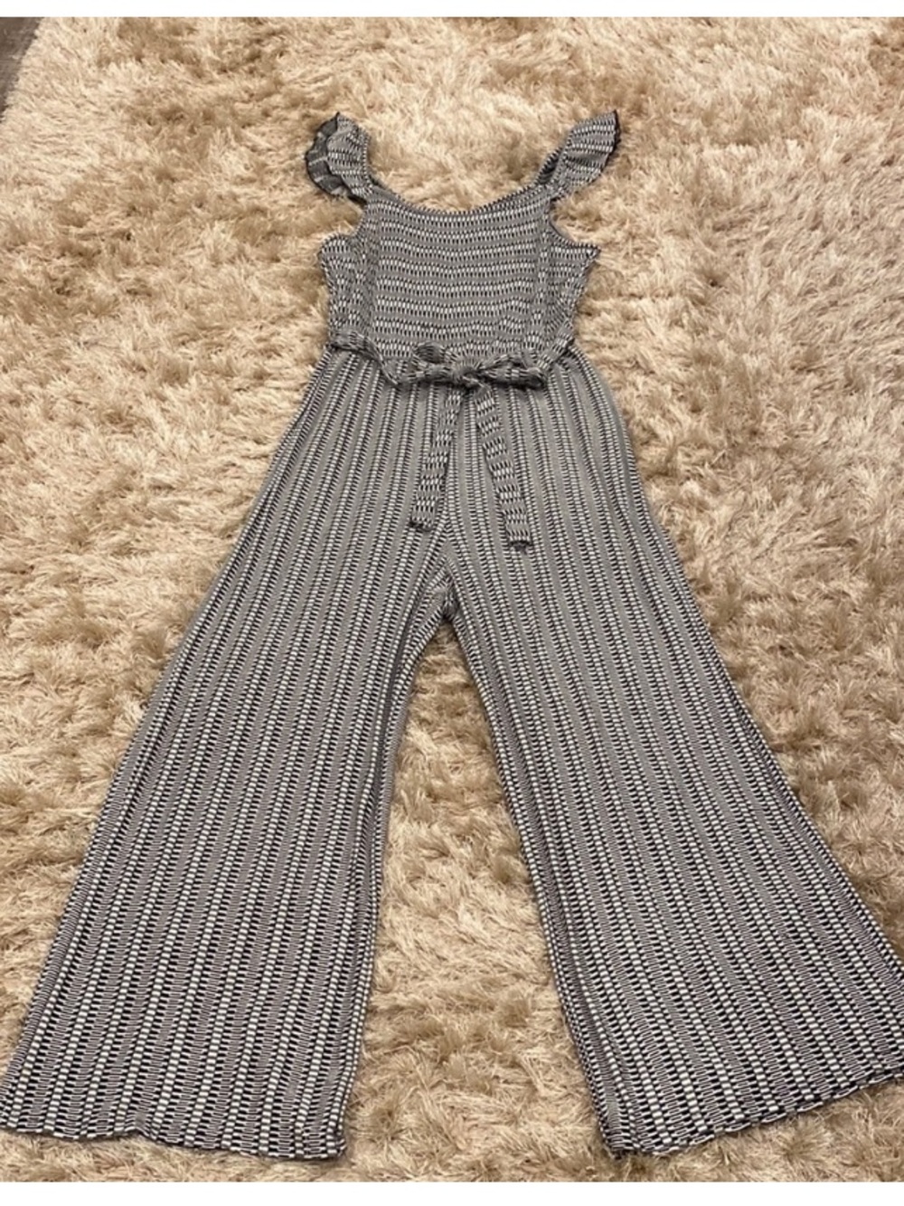 Wide-Leg Jumpsuit in Black and White